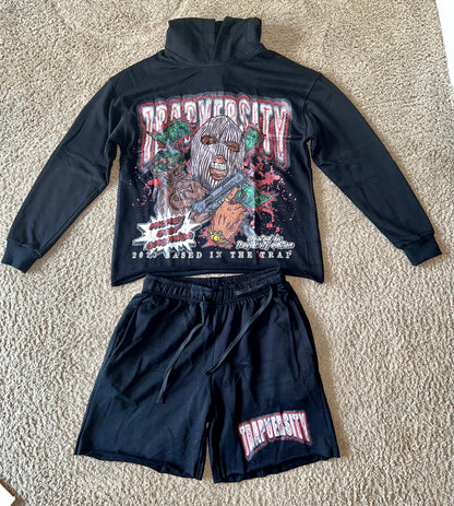 MONEY OVER ENEMIES  Trapversity Edition HOODIE+SHORTS set