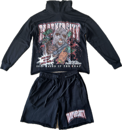 MONEY OVER ENEMIES  Trapversity Edition HOODIE+SHORTS set